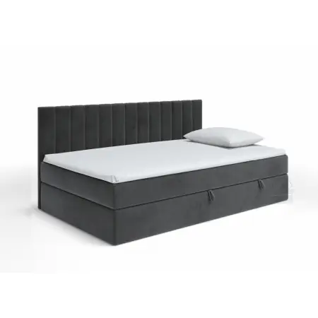 Czarne łóżko z pojemnikiem INTARO 35M 90x200 cm  z materacem bonell