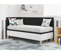 INTARO A9 pojedyncze  łóżko tapicerowane z pojemnikiem 90x200, zagłowie i osłona boczna