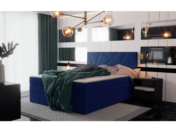 ASIMETRIC 3K łóżko kontynentalne 160x200 z pojemnikiem, zagłowie trójkąty