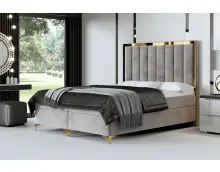 Łóżko do sypialni BAHAMA 1M 180x200 złote listwy, materac i pojemnik