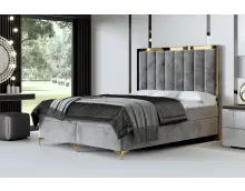 Łóżko dwuosobowe do sypialni BAHAMA 1M 160x200 złote listwy, materac i pojemnik