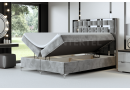 Eleganckie, dwuosobowe łóżko kontynentalne 160x200 BERLIN 1M zagłowie tapicerowane panelami z metalową ramą, wygodne z materacem