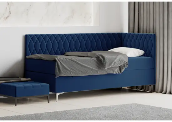 DIANA 2M pojedyncze łóżko tapicerowane z materacem 120x200 z pojemnikiem, nóżki metal