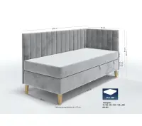 OD RĘKI !  INTARO A16 pojedyncze łóżko tapicerowane 90x200 z pojemnikiem i materacem pocket clasic comfort. Zagłowie i osłona boczna z przesz