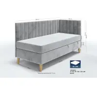 INTARO A16 łóżko tapicerowane 90x200 niebieskie / BLU DA 792 przeszycia, pojemnik