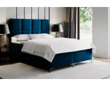MEROO 4M łóżko kontynentalne 180x200 z pojemnikiem, wysokie zagłowie z przeszyciami, chromowane nóżki