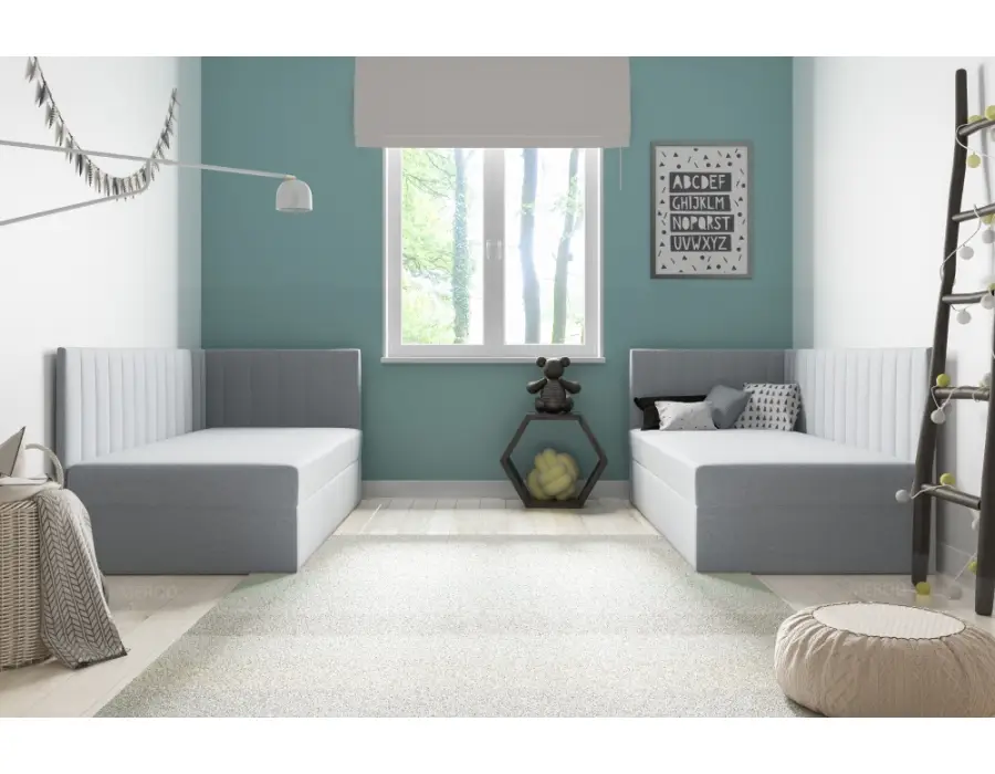 OD RĘKI ! INTARO A27 100x200 wygodne, młodzieżowe łóżko tapicerowane z materacem pocket clasic comfort