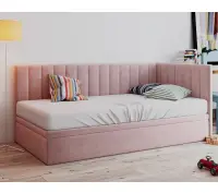 INTARO A44 narożne łóżko tapicerowane z pojemnikiem  90x200 w tk. Trinity 19 pudrowy róż