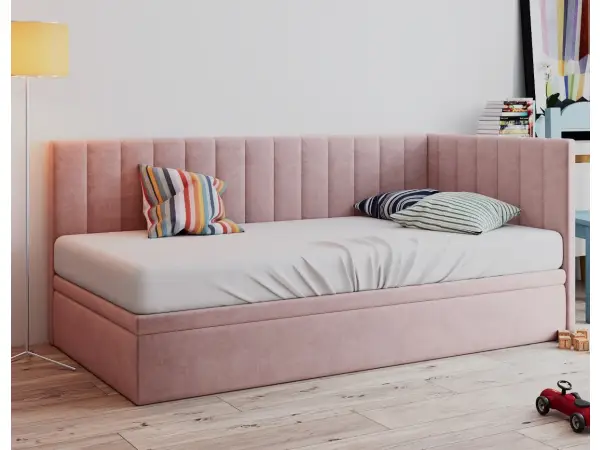 OD RĘKI ! INTARO A44 narożne łóżko tapicerowane z pojemnikiem  90x200
