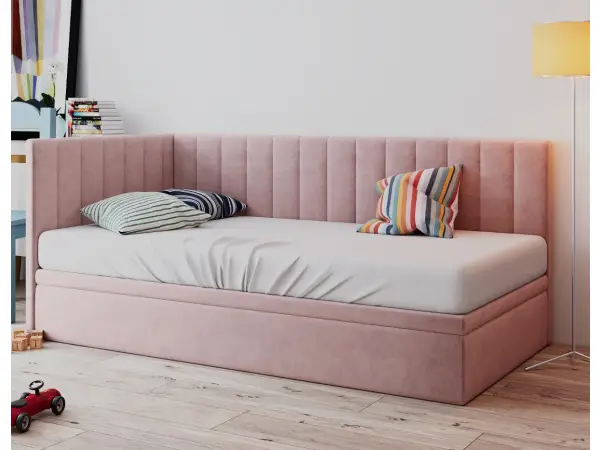INTARO A44 łóżko tapicerowane, narożne dla dziecka 80x180 z pojemnikiem