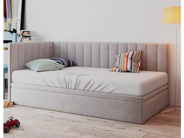 OD RĘKI ! INTARO A44 narożne łóżko tapicerowane z pojemnikiem  90x200