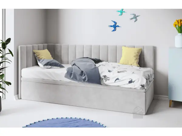 INTARO A44 łóżko tapicerowane, narożne dla dziecka 80x180 z pojemnikiem