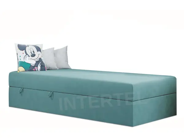 OD RĘKI ! LARA 1M  łóżko tapicerowane 100x200 z pojemnikiem w tkaninie Magic Velvet 2223 w kolorze lazurowym