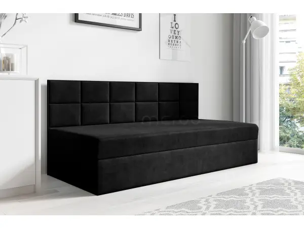 MEROO 2M łóżko tapicerowane 100x200 z materacem i pojemnikiem