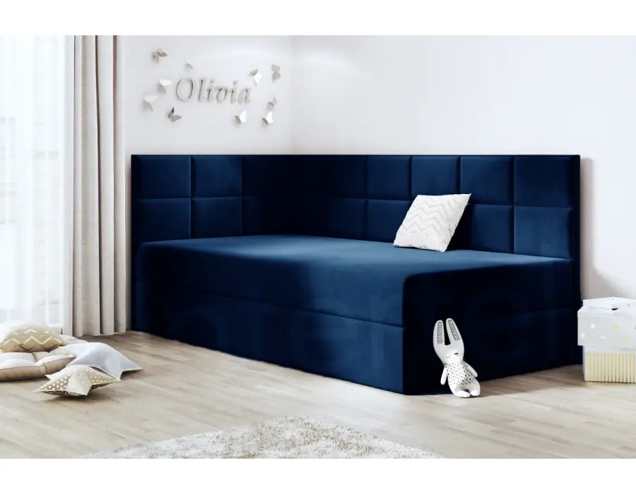 MEROO 3M łóżko tapicerowane  narożne 100x200 z pojemnikiem i materacem