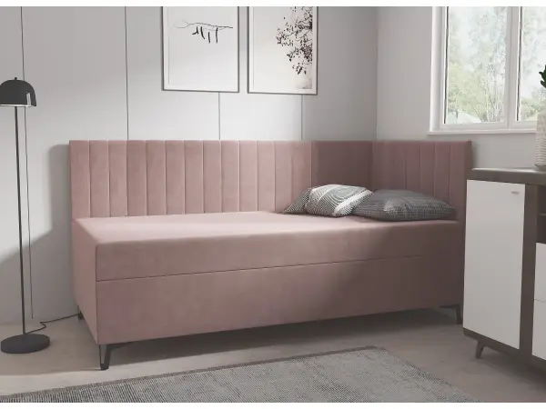 AMELIA 2M  łóżko z materacem 90x200,metalowa nóżka
