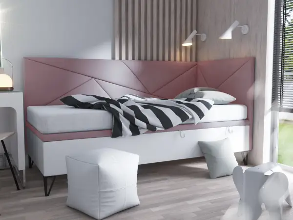 GEOMETRIC 1R pojedyncze łóżko z pojemnikiem 100x200, metalowe nóżki