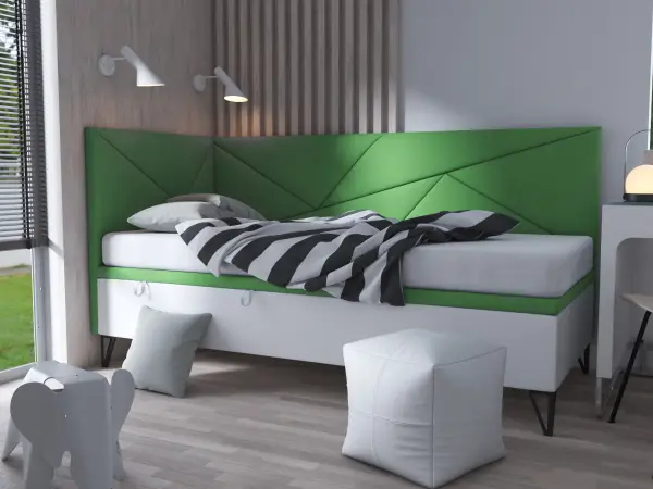 GEOMETRIC 1R tapicerowane łóżko 80x200 z pojemnikiem, metalowe nóżki