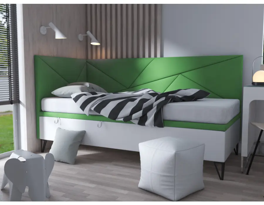 GEOMETRIC 1R tapicerowane łóżko 80x200 z pojemnikiem, metalowe nóżki