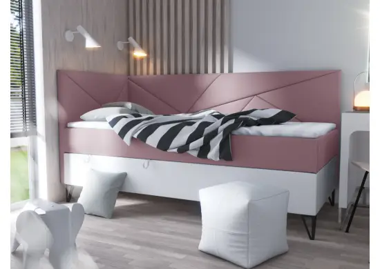 GEOMETRIC 3M łóżko tapicerowane 70x200 z pojemnikiem i materacem