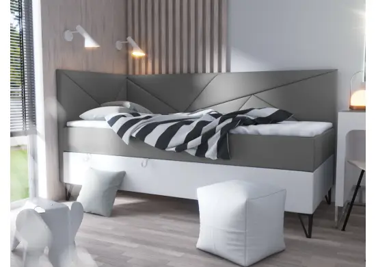 GEOMETRIC 3M łóżko tapicerowane 70x200 z pojemnikiem i materacem