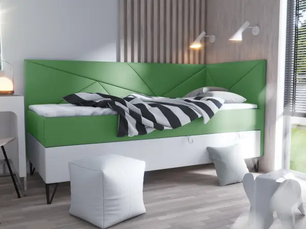 GEOMETRIC 3M łóżko tapicerowane 80x200 z materacem i pojemnikiem