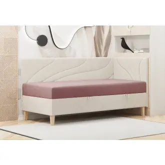 NEPTUN 2M łóżko tapicerowane 70x200 przeszycie fala z pojemnikiem i materacem