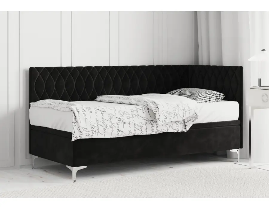 DIANA 1R stylowe łóżko tapicerowane 90x200 z pojemnikiem, nóżki chrom