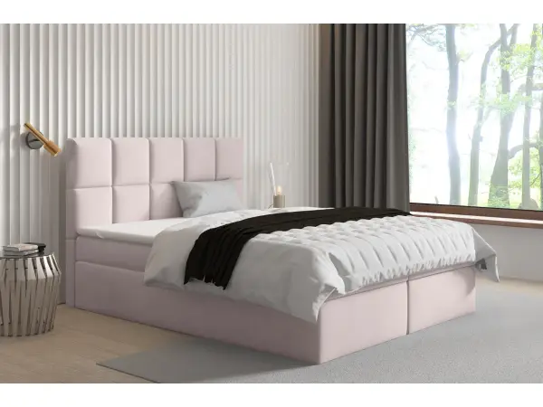 CLEO 1M wygodne  łóżko kontynentalne 200x200 z materacem i pojemnikiem