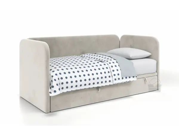 OLIVIER łóżko tapicerowane 100x200 z trzema zaokrąglonymi zagłówkami