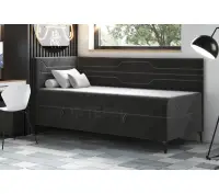 PLAY 2M  narożne, pojedyncze łóżko tapicerowane do pokoju nastolatka z materacem 120x200 z pojemnikiem, nóżki metal