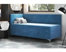 PLAY 2M  jednoosobowe, narożne łóżko tapicerowane z materacem 100x200 z pojemnikiem, nóżki metal