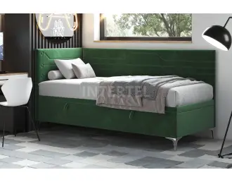 PLAY 1R narożne łóżko jednoosobowe, tapicerowane 100x200 z pojemnikiem dla nastolatka
