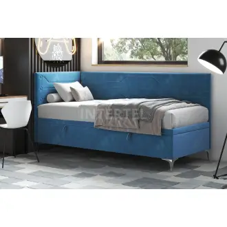 PLAY 1R narożne łóżko jednoosobowe, tapicerowane 120x200 z pojemnikiem dla nastolatka
