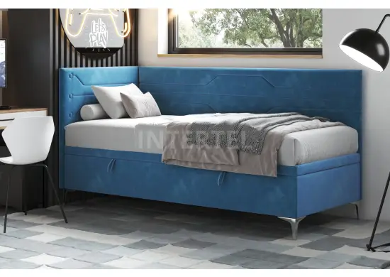 PLAY 1R pojedyncze, narożne łóżko tapicerowane 80x200 z pojemnikiem dla dziecka