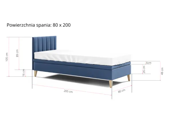 INTARO A8 łóżko z pojemnikiem 80x200