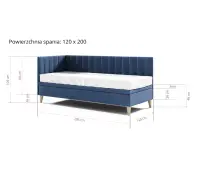 INTARO A9 pojedyncze łóżko tapicerowane z pojemnikiem 120x200, zagłowie i osłona boczna