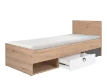 TOBI 11 łóżko młodzieżowe, dziecięce 90x200 cm z szufladą dąb artisan / grafit / biały