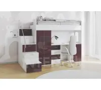 MAJA 4S łóżko piętrowe z materacem + schody szafa i biurko + stelaż