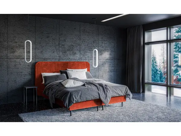 LARETTO T21 dwuosobowe łóżko kontynentalne 160x200 zaokrąglone zagłowie z przeszyciami