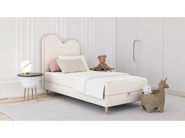 LARETTO T22 dziecięce łóżko kontynentalne 90x160  z zagłowiem w kształcie fali