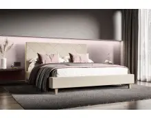 LARETTO T25 nowoczesne łóżko tapicerowane dwuosobowe 160x200 ze stelażem, bez pojemnika