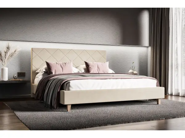 LARETTO T25 nowoczesne łóżko tapicerowane dwuosobowe 180x200 ze stelażem, bez pojemnika