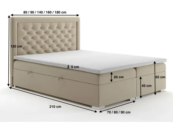 LARETTO T3 łóżko kontynentalne 180x200