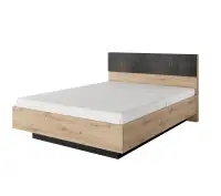 CAVE łóżko 160x200 z tapicerowanym zagłowiem + stelaż pod materac, dąb artisan + antracyt