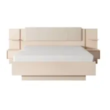 SKIVE łóżko 160x200 z tapicerowanym zagłowiem, pojemnikiem, stelażem pod materac oraz szafkami nocnymi do sypialni