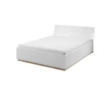 FUTURA FU-13 łóżko 180x200 z pojemnikiem na pościel i stelażem metalowym, biały/dąb riviera/biały połysk