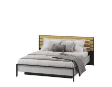GRIS GS-02 nowoczesne łóżko 160 z pojemnikiem i  z oświetleniem szary / czarny / dąb natura