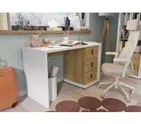 SIMI MS-06 biurko biały alpejski / hikora naturalna