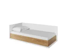 SIMI MS-09L łóżko 90 lewe z materacem 90x200 biały alpejski / hikora naturalna
